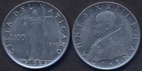 Vaticano 100 lire 1959 - vaticano,