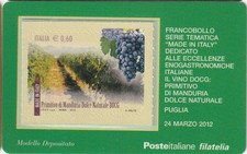 2012 TESSERA FILATELICA UNIF. n. 807 - VINO DOCG PRIMITIVO MANDURIA MF64071