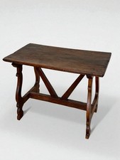 Tavolo Fratino in Noce Massello Antico Vintage Design Rustico per Sala da Pranzo