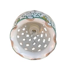 LANTERNA PER LAMPADARIO IN CERAMICA DI VIETRI DECORATO A MANO FLOREALE VERDE