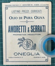 Rarissima Brochure Listino Prezzi Olio AMORETTI & SERRATI-ONEGLIA (Imperia) 1931