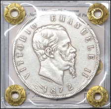 Regno d'italia 5 Lire 1872 Milano Vittorio Emanuele II monete italiane periziata