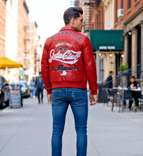 Giacca Uomo Pelle Pelle Rosso