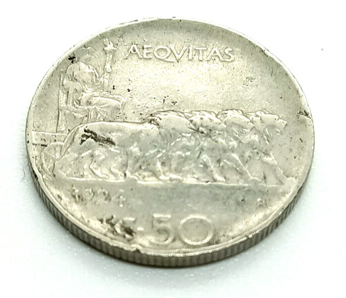 Centesimi leoni 1924 rigato - 50,