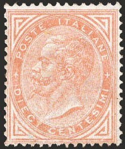 Italia regno 1863 10c giallo - regno,