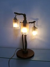 LAMPADA VETRO E FERRO BATTUTO CLASSICO LUME VINTAGE ANTIQUARIATO + LAMPADINE