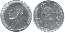 CITTÀ DEL VATICANO LIRE 50 PAPA GIOVANNI PAOLO II GUIDO VEROI ANNO 1979