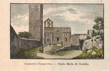 Stampa antica TARQUINIA Santa Maria in Castello Viterbo 1895 Old antique print