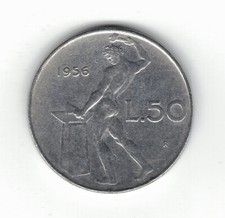 MONETA coin 50 LIRE Italia 1956 Repubblica Italiana numismatica