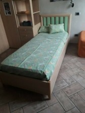  Struttura letto singolo contenitore modello in legno con rete a doghe e materas