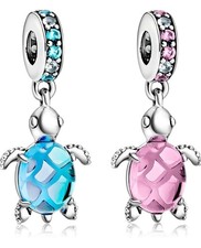  2 Pezzi Charm 🐢☘️🧲lucky charm Portafortuna In argento 925 