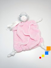 Doudou Plat Ours Gris Blanc Rose Plume Attache Tétine Tendre Et Douce Kaloo 2016