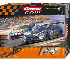 PISTA CARRERA GO!!! SPEED 'N RACE 1/43 FERRARI 458 VS MERCEDES AMG