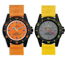 Orologio Uomo HOOPS CURVED Tessuto Camouflage Giallo Arancione Carbon Grigio