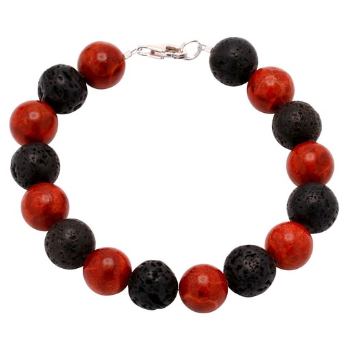 Bracciale corallo lava 925 - bracciale,