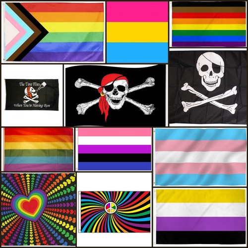 Large lgbt flags pirate skull - flags,