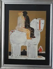 SALVATORE FIUME- SERIGRAFIA 48 x 63 cm -"IL CAVALLO"-TIMBRO A SECCO EDITORE "ST"