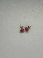 Orecchini In Oro 18 Kt 750 Pietra Corallo Rosso 