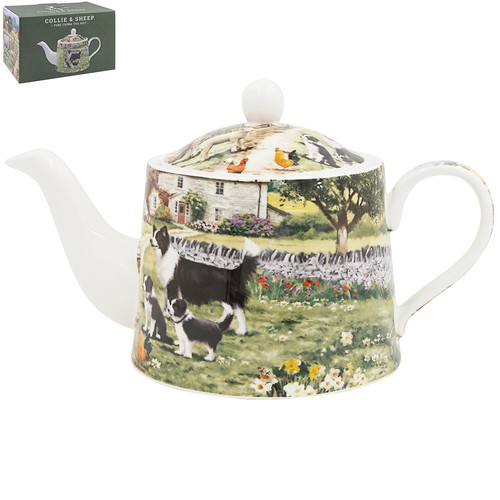 Ceramic tea pot collie sheep - tea,