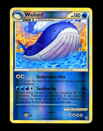 Carta pokemon wailord 2010 - carta,