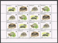 Monaco 1778-1781a foglio,MNH.Michel 2046-2049. WWF 1991.Tartarughe Testudo Hermanni.