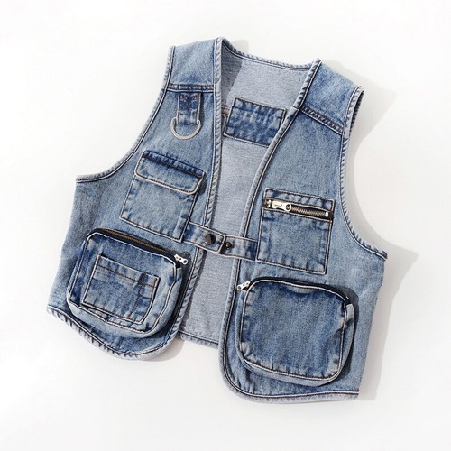 Gilet donna denim cargo