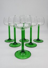 Set 6 bicchieri vintage Luminarc Francia anni 70, trasparente con stelo verde