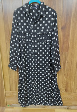 ROAMANS Vestito donna bianco e nero a pois lungo leggero taglia 12W