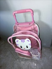 ZAINO SCUOLA TROLLEY CON RUOTE PER BAMBINA ORIGINALE HELLO KITTY TRASPARENTE