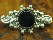 925 Argento Sterling Spilla con Onice Ricoperto / Vero Argento / 4,6g