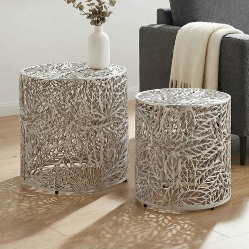 Set tavolini metallo argento - set,