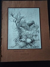 1942 SILVIO POLLONI " GLI SCOPETI " DISEGNO PITTORE ITALIANO PRINT TAVOLA