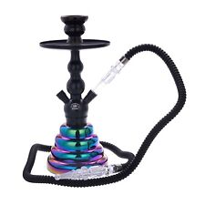 SHISHA CHAMP NARGHILE 35 CM VETRO CROMATO NERO COLORATO RAINBOW 1 BOCCAGLIO