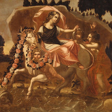 Dipinto mitologico antico quadro italiano Ratto di Europa olio tela XVII secolo