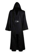 Costume da adulto tunica costume cavaliere mantello marrone Jedi con cappuccio