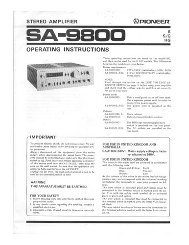 Pioneer 9800 amplificatore - pioneer, sa-9800