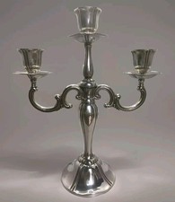 Antico Candeliere Argento Massiccio Lavorato Cesellato Mano Opera D'arte 723 Gr