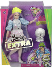 Barbie Extra Bambola Capelli Viola, cucciolo, 10 Accessori, 3+ Anni, GVR05,nuovo