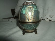 UOVO SCATOLA CERAMICA 700 ROYAL FAMILY TIPO FABERGE' TIGRE ELEFANTE ZEBRA CM 11