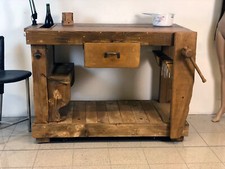 Banco Falegname con morsa pe arredo uso BAR legno massello 165x70h90cm SU MISURA