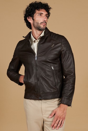 Giacca vera pelle - uomo, moro