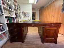 SCRIVANIA TAVOLO STILE INGLESE IN LEGNO E PELLE in ottime condizioni