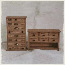 Cassettiera 2 pezzi scala 1/12 casa delle bambole miniature mobili incompiuta