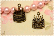 4 pezzi charm forma torta in metallo colore bronzo misura 2,2X1,5cm