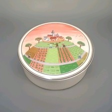 Villeroy et Boch boite bonbonnière porcelaine décor naïf signé LAPLAU  , Ø 12,7