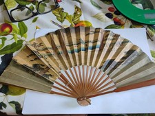 Ventaglio Vintage Di Carta Decorato Dipinto  Cina Cinese Asiatico Bambù ?