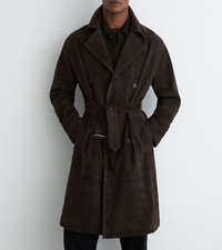 Trench coat pelle nero uomo
