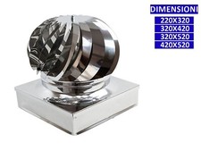 ALLINOX Terminale Eolico Acciaio Inox Canna Fumaria Comignolo Base Rettangolare