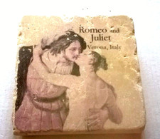 QUADRO MATTONELLA in CERAMICA TEMA "ROMEO E GIULIETTA". 10x10 cm  USATO da FOTO,