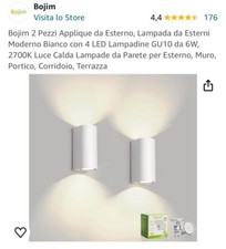 Bojim 2 pezzi applique da esterno IP65 bianca con 4 LED GU10 da 6W 2700K